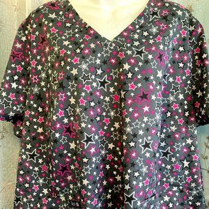 3X Koi Lite Scrub Top Shirt *Stars & Sparkle*